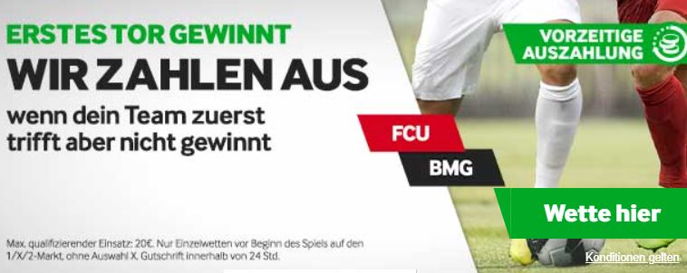 premierentor bei betway bringt bei union berlin gegen gladbach gewinnauszahlung