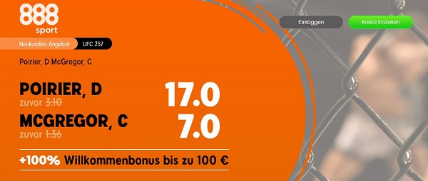 mcgregor poirier ufc kampf odds boost 888sport