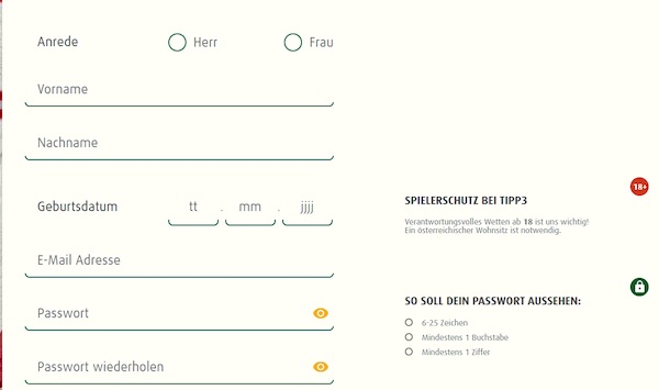 Tipp3 Registrierung