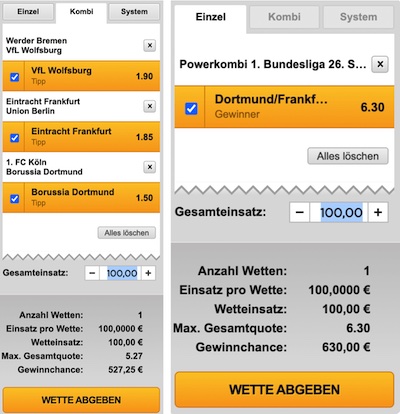 26. Bundesliga-Spieltag: Powerkombi von Bet3000