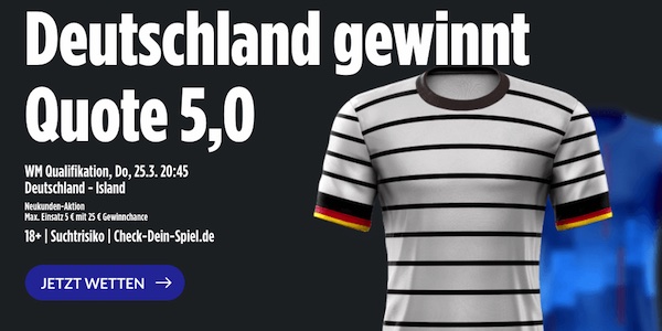 Deutschland besiegt Island - Quote 5.00 bei BildBet