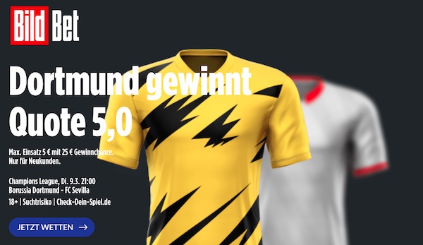 Bildbet mit erhöhten Quoten zu Dortmund Sevilla