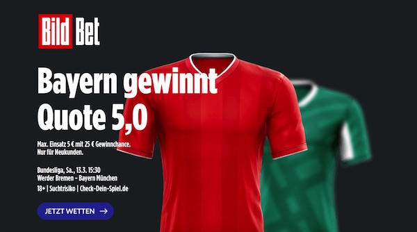 BildBet Werder Bremen Bayern München erhöhte Quote wetten