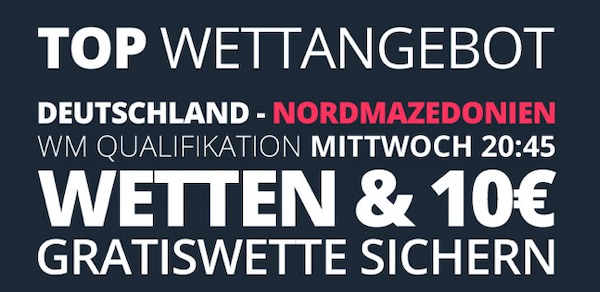 Sicher dir eine 10€ Freiwette bei Novibet zu Deutschland - Nordmazedonien