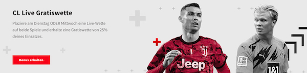 Zulabet Freebet für eine CL Live Wette erhalten