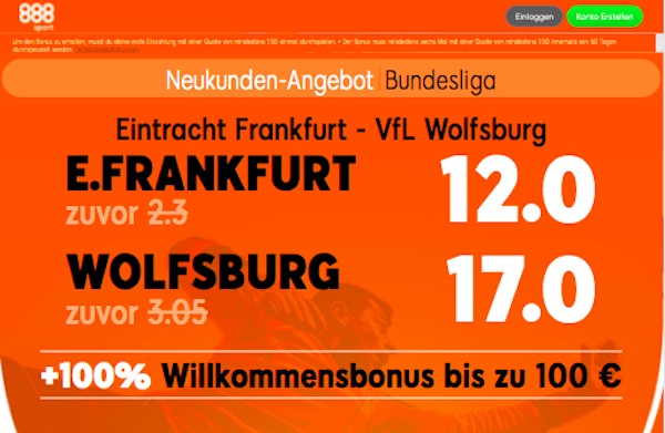 Frankfurt vs Wolfsburg 888sport Boost