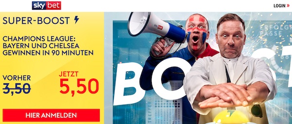 Quote 5.50 auf Siege von Bayern und Chelsea bei Skybet