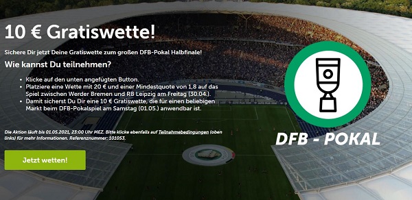 dfb pokal halbfinale wette angebot comeon gratiswette angebot