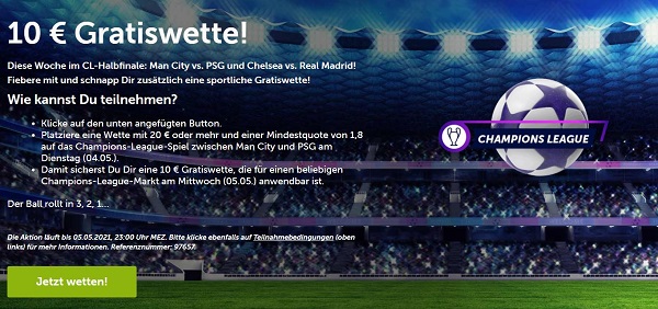 10 euro gratiswette comeon champions league