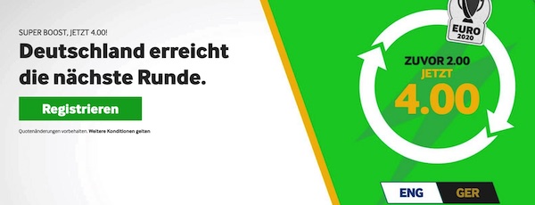Achtelfinale: Quote 4.00 auf Aufstieg Deutschland bei Betway