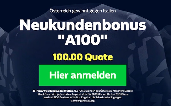 William Hill Quote 100.0 auf Oesterreich gewinnt gegen Italien