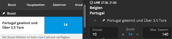 neobet boost em wette euro belgien portugal achtelfinale quotenboost
