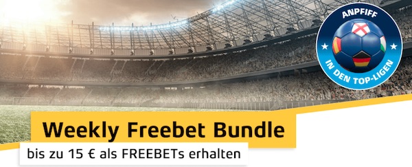Bis zu 15€ in Freiwetten bei Xtip