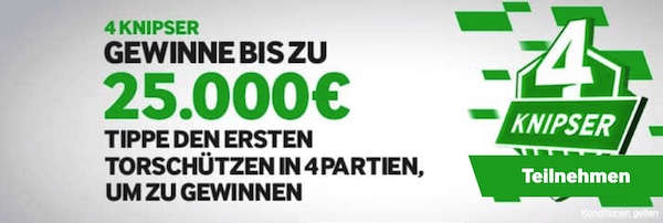 4 Knipser Torschützen Tippspiel bei Betway