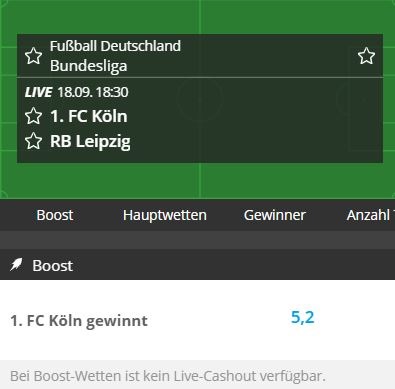 neo bet wette quotenboost koeln sieg gegen leipzig bundesliga quote