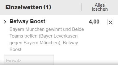 betway superboost leverkusen bayern quotenboost