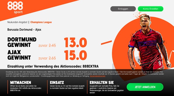 wette quote champions league quotenboost dortmund bvb ajax