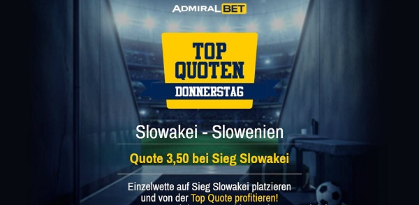 admiralbet top quoten donnerstag odds boost wm quali slowakei slowenien