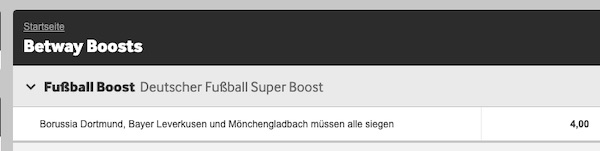 Betway Superboost zur Bundesliga