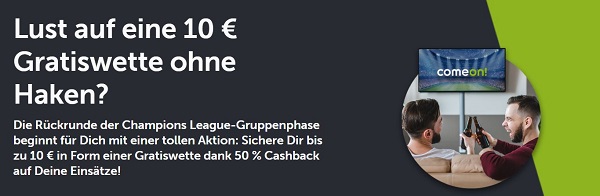 wette ohne risiko champions league comeon angebot promo wette