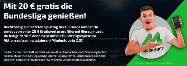 20€ freebet bei der mobilebet bundesliga aktion