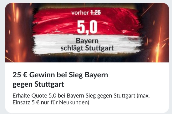 Quote 5.0 auf Bayern beim Bildbet Quotenboost