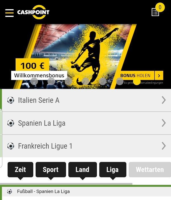 cashopoint app wette tipp angebot screenshot