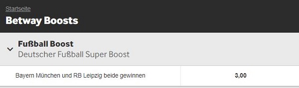 superboost betway wette bundesliga bayern leipzig wette quotenboost