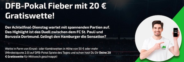 Wette bei Mobilebet auf den DFB Pokal und sicher dir eine Freiwette!