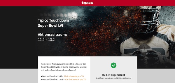 Tipico Touchdown bringt Freebets