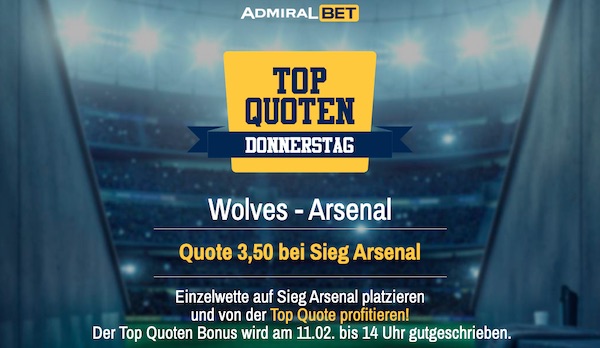 Arsenal gewinnt gegen Wolverhampton zu Quote 3.50