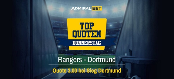 admiralbet top quoten donnerstag rangers dortmund sieg bvb odds boost