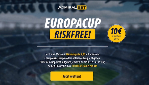 Nutze die Admiralbet Aktion für eine risikolose Wette auf den Europapokal