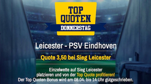 Leicester gewinnt zu Quote 3.50 gegen PSV