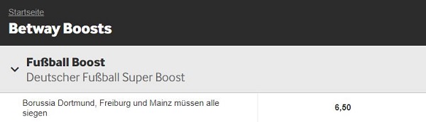 betway boost bvb mainz freiburg sieg bundesliga tipp wette quotenboost