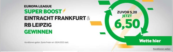 Quote 6.50 auf Siege von Leipzig und Frankfurt bei Betway