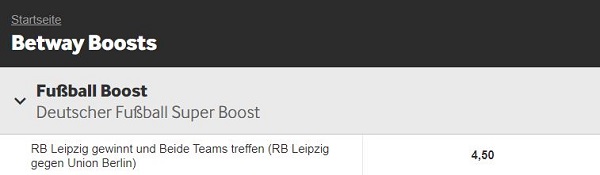 betway super boost odds boost angebot dfb pokal tipp leipzig union
