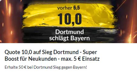 Dortmund gewinnt gegen Bayern mit BildBet-Quote10.0