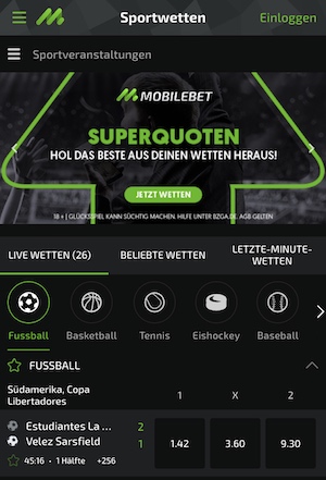 Screenshot Mobilebet App