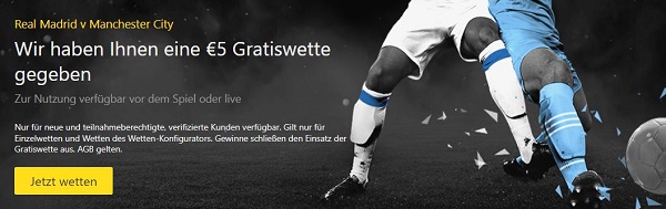 Bet365 bietet die perfekte CL Wette zu Real gegen ManCity