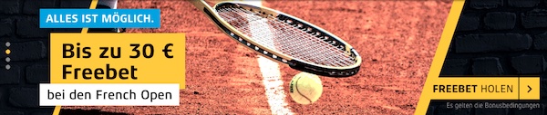30€ Cashback für deine French Open Wetten bei Merkur Sports!