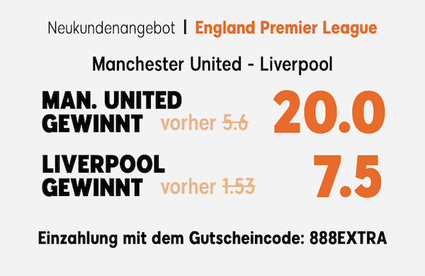 Neukunden Quotenboost für das Spiel zwischen Manchester und LIverpool