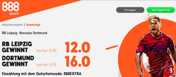 Nur bei 888sport - 12.0 auf Leipzig oder 16.0 auf Dortmund
