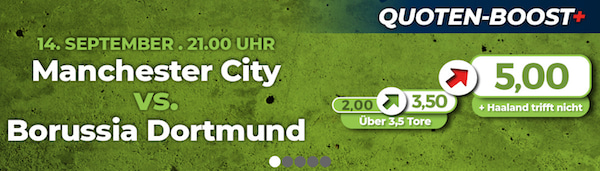 Man City trifft auf den BVB und Happybet hat einen Quotenboost für euch parat