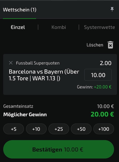 Nutze den Mobilebet Superboost für deine Barcelona - Bayern Wetten