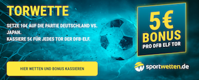 Bei Sportwetten.de gibt es eine Deutschland-Japan Torwette!