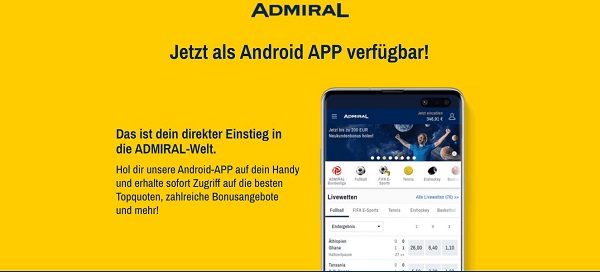 Admiral App Wetten mit schneller Handy-App