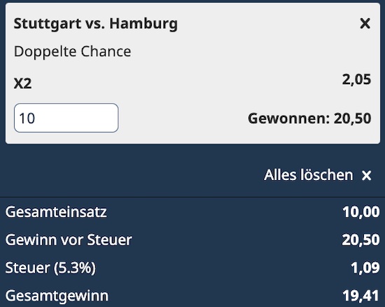 Stuttgart - HSV Wette bei Chillybets