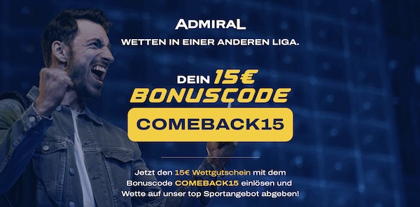 Admiral Wette zur Rückkehr mit einem Cashback Bonus