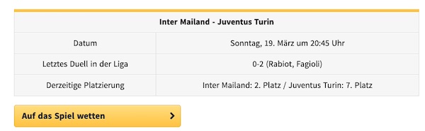 Gratis Live Guthaben wartet bei Winamax zu Inter Mailand - Juventus Turin